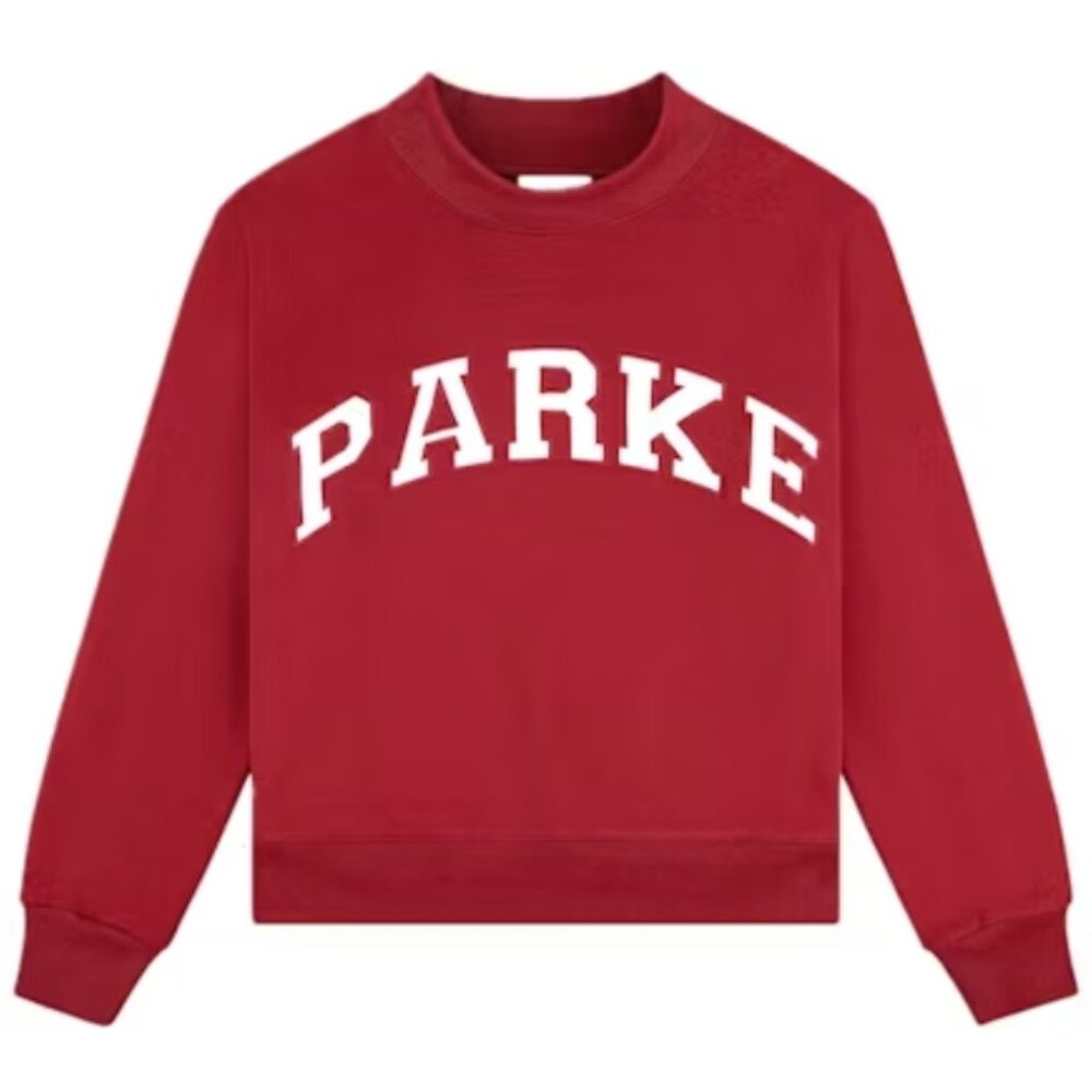 Parke varsity Mockneck: burgundy/white size L/XL